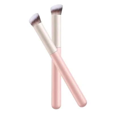 mulynsie 1 pezzo Pennello correttore mini obliquo a punta piatta, per coprire, sfumare, fissare, spolverare, liquidi, creme e fondotinta, pennello per il viso 270s per correggere e truccare, pennello per fondotinta, correttore, blush, contouring, bronzer, cipria, fondotinta, blush, omaggio