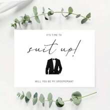 Elegant Groomsman Proposal Card - "It's Time To Suit Up!" With Tuxedo Illustration, Perfect For Wedding Celebrations, English Greeting For Men - 5*7in - View 5
