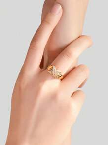 1pc Fashionable Elegant Multi-Layer Crossover Ring Suitable For Women To Wear At Weddings, 925 Sterling Silver Jewelry