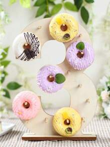 1 Set 0-9 Holz Donut Präsentationsständer, Geburtstags Party Tischdekoration, Baby Shower, Hochzeit, Gender Reveal Party Zubehör - Beige - Übersicht 5