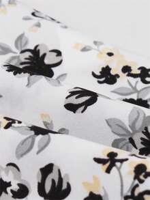 Summer Elegant Retro Floral Print Puff Sleeve Round Neck Knee Length Casual Party Dress