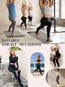 3pcs/Set Women's High Waist Yoga Sports Leggings, Outdoor Fitness Running Tight Pants With 3 Phone Pockets, Breathable & Stretchy, Summer - Multicolor - View 8