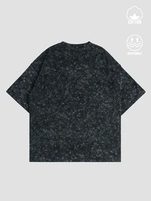 女式字母印花短袖上衣，非常适合假期和户外活动 - 黑色 - 查看 2