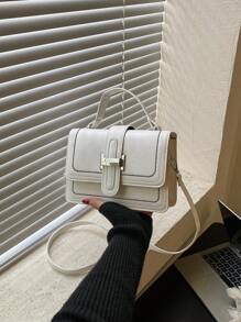 Mini Fashionable Women Quilted Flap Hand Bag, Patchwork Flap Small Square Bag, Outdoor Shopping Bag, Versatile Commuter Bag - White - View 13