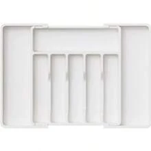 1pc Foldable Cutlery Storage Box, Convenient Utensil Holder Tray, Expandable Drawer Design, Aesthetically - Grey - View 8