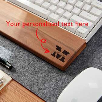 Repose-poignet de clavier en noyer de luxe personnalisé, repose-poignet de clavier en bois qui réduit la fatigue de la saisie. Bois de noyer de haute qualité qui s'assortit parfaitement au clavier mécanique, tapis de poignet de clavier mécanique pour soulager les douleurs de saisie, repose-poignet de clavier de jeu anti-dérapant, retour à l'école