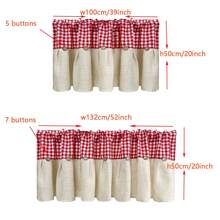 1PC Of Pastoral Style Red Plaid Splicing Kitchen Curtains, Small Window Curtains, Small Short Curtains, Button Decoration Special Design Door Curtains - Red - View 3