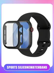 St.siabe Incluye 3 en 1: brazalete, funda y película para mujeres y hombres. Correa de reloj de silicona monocromática de moda para deportes, compatible con Apple Watch de 38 mm, 40 mm, 41 mm, 45 mm, 44 mm, 42 mm, 49 mm, suave, cómoda y transpirable, accesorios de pulsera para Apple Watch Ultra Series 9/SE/8/7/6/5/4/3/2/1