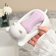1 pieza Soporte para jabón en forma de gato, 1 pieza Jabonera de plástico en forma de gato, Escurridor ovalado para encimera para decoración del baño, Estante multiusos de almacenamiento de jabón, Regalo ideal para almacenamiento de jabón