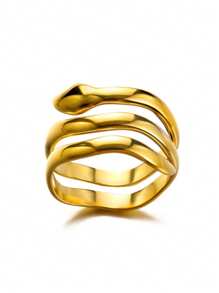 1 st. Gouden Kleur Roestvrijstalen Slangenringen Voor Vrouwen Mannen Open Verstelbare Ring Vintage Gotische Punk Feest Esthetische Sieraden