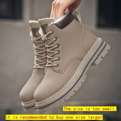 2025新款冬季男靴，时尚男靴，带毛皮衬里的男士雪地靴，保暖时尚的户外男士马靴。此款尺码偏小，请订购大一码。