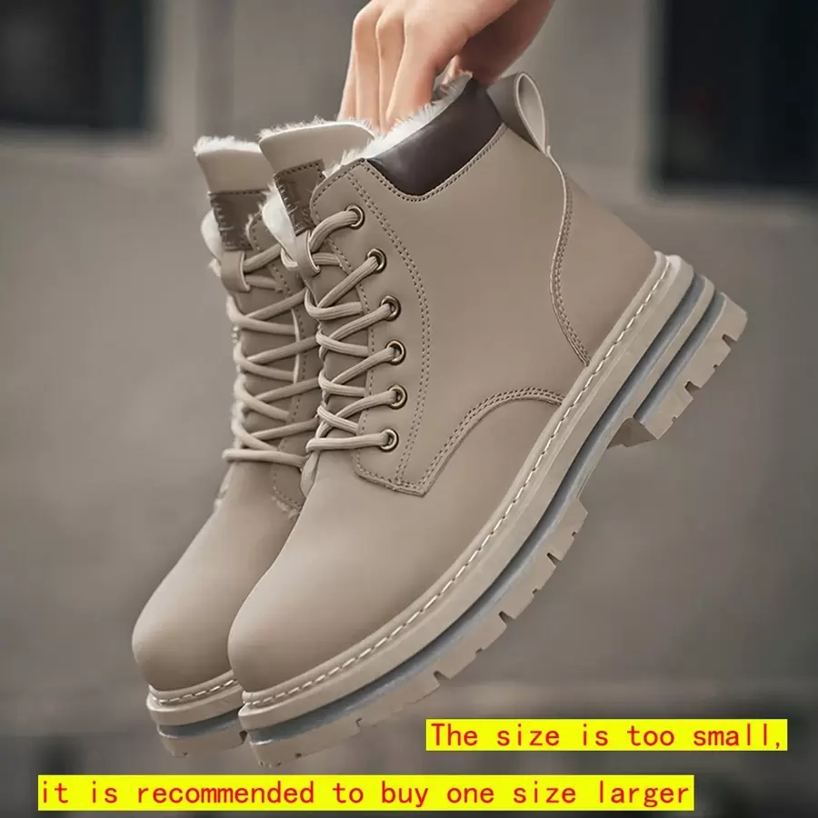 2025 New Winter Men's Boots, Stylish Men's Boots, Men's Snow Boots With Fur Lining, Warm And Fashionable Outdoor Men's Riding Boots. This Item Runs Small, Please Order One Size Up. - Grey - View 1
