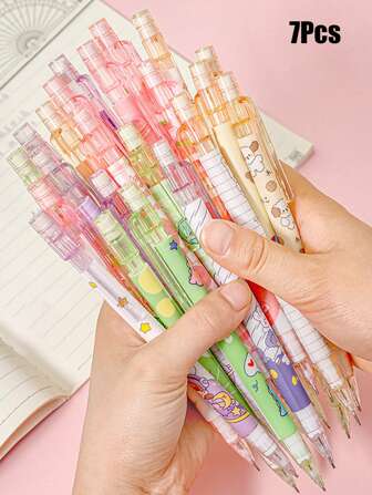 0.5mm Automatic Pencil With Rubber No Refill Cute Style Writing Tool For Students Children School Office Teaching Writing Tool (Random Style) Back-To-School Season Starting School Season