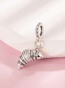 1pc Stylish Thick Silver Plated Sterling Silver Cubic Zirconia Croissant Pendant Necklace, Gift