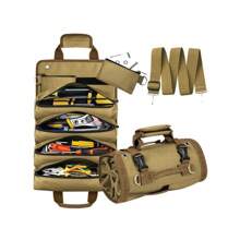 Portable Foldable Tool Storage Bag, Fall Multi-Grid Zipper Tool Organizer With Removable Zipper Bags, Travel Essentials, Portable Tool Storage Bag For Home For Father's Day Gift, Fall Outfits, Fall Freshness - Beige - View 4