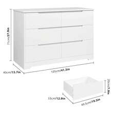 FURCHEN Chest Of Drawers With 6 Drawers, Sideboard Living Room, Chest Of Drawers Bedroom For Dining Room, Kitchen, Living Room, Wood, Modern, White - trắng - Xem 6