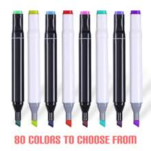 80 色永久性艺术马克笔双头马克笔宽头黑色动画设计用于绘画着色带黑色袋子回到学校