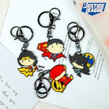 Justice League 正义联盟钥匙扣，DC 卡通英雄蝙蝠侠超人神奇女侠闪电侠钥匙扣，多功能时尚卡哇伊钥匙扣，适用于日常生活汽车钥匙、手机、相机、钱包、徽章卡、腕带钥匙扣、生日派对礼物复活节礼物[官方授权]