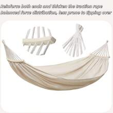 Camping Master Pro 1-2 人 6.6 英尺加长防倾倒、三重承重摇摆吊床 | 纯色简约白色抗撕裂厚帆布 | 便携式折叠户外吊床、吊床椅，适用于露营、后院、宿舍 - 彩色 - 查看 7