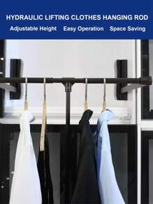 Barra de armario de fácil bajada - Barra de armario montada lateralmente ajustable para colgar ropa, fácil de tomar y guardar la ropa, ancho ajustable: 55 cm ~ 70 cm