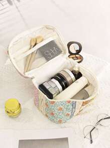 Quilted Makeup Bag Set, Floral Cosmetic Bag Aesthetic Toiletry Travel Organizer Bag Gift For Women Girls Storage Makeup Organizer Makeup Case,For Storing Skin Care Items, Lipsticks, Hair Accessories, Or As A Travel Necessity, Birthday Gift, Bridesmaid Gift, Teacher Gift, Or Mother's Day Gift For Girlstravel Essentials Vacation Summer Holiday Back To School School Stuff Bag For School Travel Bag For Women Makeup Bag For Travel Make Up Bag - Multicolor - View 2