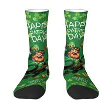 1 双装男女款 3D 数码袜子，绿色三叶草休闲袜，中筒袜，提花卡通图案中筒袜，圣帕特里克节，日常穿着，节日礼物 - 彩色 - 查看 12