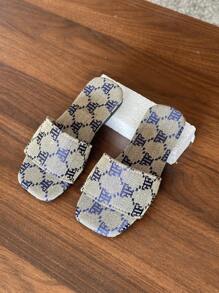 Outdoor Beach One-Toe Floral Girls' Casual Flat Slippers, Home Shower Wear, Fashion Summer Beach Slippers - Blue - View 3