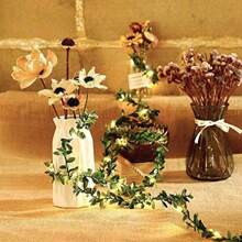 1 pieza 2m/3m/5m Luces de guirnalda de hojas de vid artificial con alimentación a batería, blanco cálido para decoración interior y exterior, dormitorio, guardería, boda, jardín, fiesta, cerca, Navidad, decoración del hogar