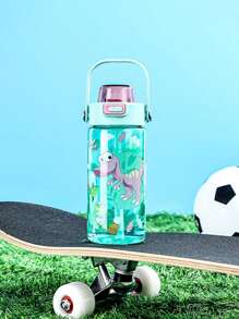 1pc600ml带吸管婴儿儿童水杯小学生卡通便携防摔塑料杯幼儿园学校户外用便捷水壶宝宝喝水杯