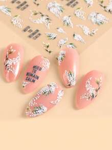 2 STUKS Glamoureuze Witte Lelie Van De Vallei Nagelstickers 5D Reliëf Ontwerpen Zelfklevende Nagelkunst Decals Realistische Bloemblaadjes Stickers Voor Lente Zomer Nagels