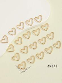 20pcs Metal Heart-Shape Earring Charms - Brass - View 4