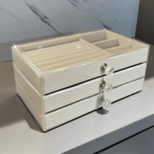 Porta Joia Acrílico Luxo Com 3 Camadas Brinco Anel Compartimento caixa de armazenamento de jóias