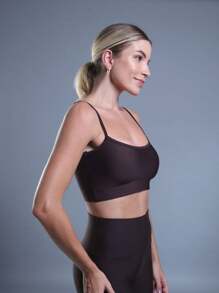 FITNESS TOP WITH NON-TRANSPARENCY STRAPS AND HIGH SUPPORT - Rust Brown - View 3