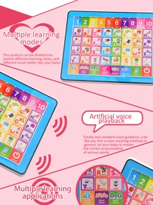 قطعة واحدة لعبة تعليمية مبكرة، لوحة لمس ذكية للأطفال، خيارات لونين، جهاز تعليم متعدد الوظائف بشكل آي باد إنجليزي، لعبة هدية لحفلة عيد الميلاد