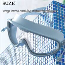 1pc Large Frame High Definition Waterproof Anti-Fog Swimming Goggles, With Connected Ear Plugs, Water Sports Swimming Protective Eyewear, Beach Essentials, Beach Accessories, Pool Float - All White Anti-fog - View 5