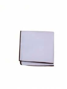 1pc Fashion Versatile White Pocket Square With Colored Trim, Business Suit Accessory Handkerchief For Men