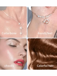 MSFLIBNH 1/5 件高光喷雾，身体珍珠亮泽闪粉流沙定妆喷雾，轻盈闪亮，适合所有肤色 - 彩色 - 查看 8