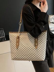 Large Capacity Tote Bag, Unique Personalized Commuter Bag, New Arrival Delicate Niche Shoulder Bag, High-Quality Women Handbag - Grey - View 2