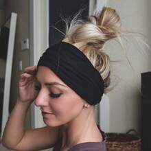 4 件套女士时尚宽头带波西米亚风厚头巾，大号非洲运动瑜伽发饰 - 彩色 - 查看 3