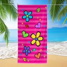 1 件海洋系列动物图案沙滩巾，个性化柔软舒适毛绒沙滩巾 - 彩色 - 查看 1