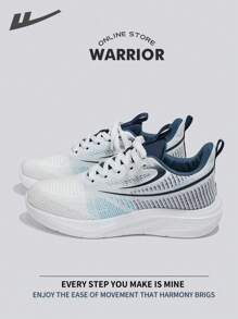 Warrior Fashionable Retro Men's Sports Shoes Spring And SummerLightweightComfortableBreathableRunning ShoesModest Style Casual Yet SleeksneakersApplicable Throughout The Yearwear-ResistingAll-Day WearTraining Sneakers Soft Sole Little White Shoes - White/Mist Blue - View 1
