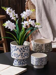 蓝柳兰花种植器中国陶瓷花瓶，适合蝴蝶兰 - 青花瓷 - 查看 1