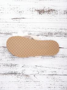 Giày thời trang nữ, Giày mùa hè họa tiết hoa màu ngà, Giày dệt giả, Dép đế bằng cho nữ, Dép đi biển thông thường, Dép xỏ ngón đế giả vải lanh - Màu be - Xem 5