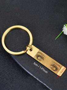 1 件定制照片眼睛形钥匙扣，不锈钢吊坠项链，时尚矩形钥匙圈，独特周年纪念珠宝礼物，创意定制眼睛钥匙扣，送给亲人的礼物，全年