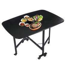 Miumaeov Multifunctional Dining Table, Folding Kitchen Dining Table with 6 Wheels, Kitchen Dining Table, Portable Dining Table, 33.07*29.53*7.87in, Black - Schwarz - Übersicht 5