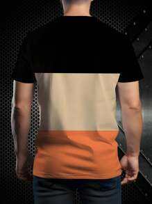 个性三色拼接短袖T恤，百搭舒适，适合日常穿着，街头风设计，100%聚酯纤维面料，质地顺滑，透气轻盈，弹性十足，是夏季的理想之选。 - 黑色 - 查看 3