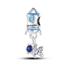 1pc 925 Sterling Silver Space Astronaut Charm Rocket And Planet Earth Charm Airplane And Suitcase Charm Star Moon Charm Suitable For Making Bracelets DIY Jewelry Making Charm Travel Gift Exquisite Women's Jewelry - Multicolor - View 16