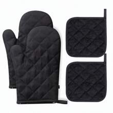 4 STUKS Effen Kleur Keuken Huishoudelijke Ovenwanten en Isolatiemat Set Hittebestendige Bak- en Kookhandschoenen Hittebestendige Magnetron Ovenwanten en Potmat