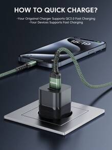 27W Max Fast27W 充电 Type C 线缆 3.1A USB A 至 USB C 快速充电线缆兼容 16/15/15Plus/15 Pro/15 Pro Max、Honor Realme Oneplus OPPO USB Type C 充电线数据线 Advance 快速充电 Forng S24 23 Ultra S22 S21 快速充电-绿色 - 綠色 - 查看 6