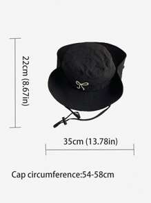 1pc Solid Color Breathable Quick-Dry Bucket Hat, Cute Bow Decor, Lightweight Wide Brim Sun Protection Beach Hat For Girls, Suitable For Spring/Summer - Drawstring Quick-dry Bucket Hat - View 8